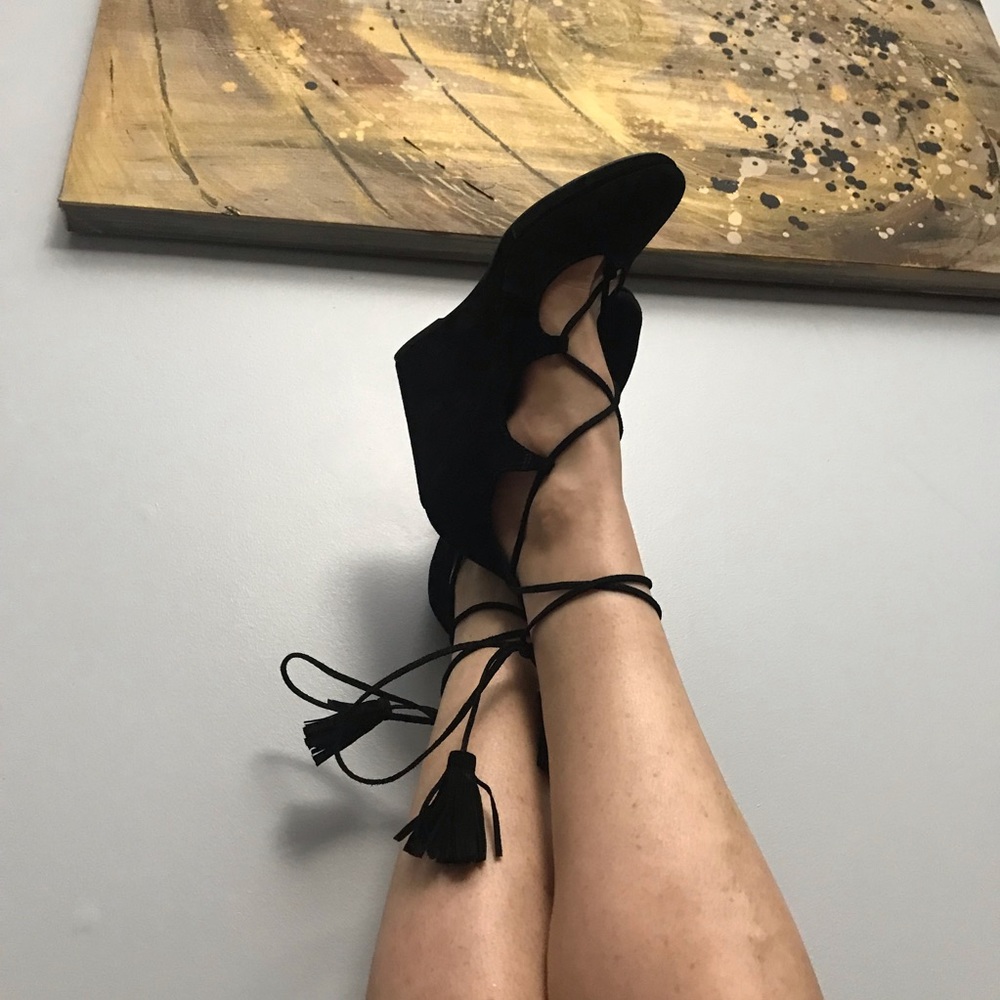SCHUTZ Black Platform Lace-Up Shoes